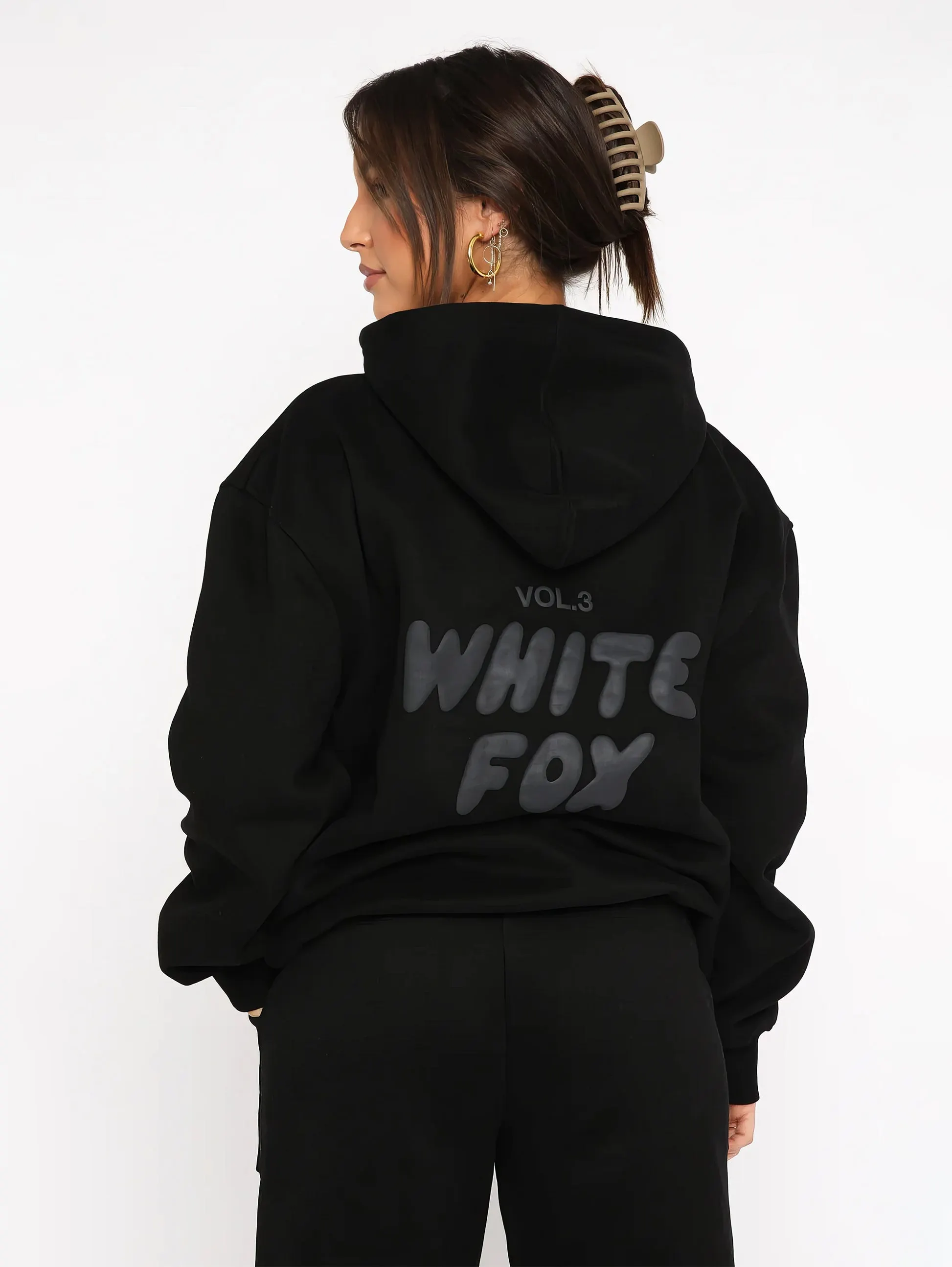 White Fox Hoodie Grey