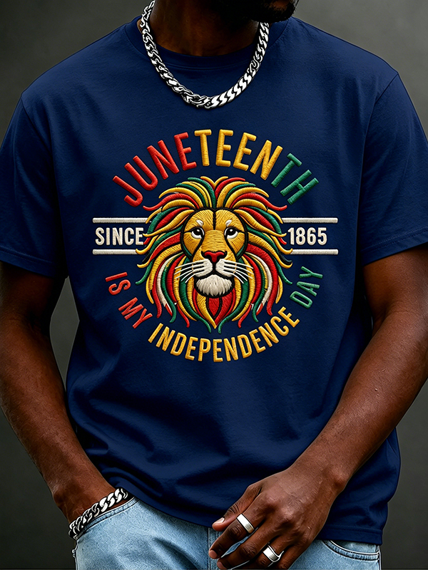 Men's Juneteenth Is My Independence Day Since 1865Print Cotton Casual T-Shirt