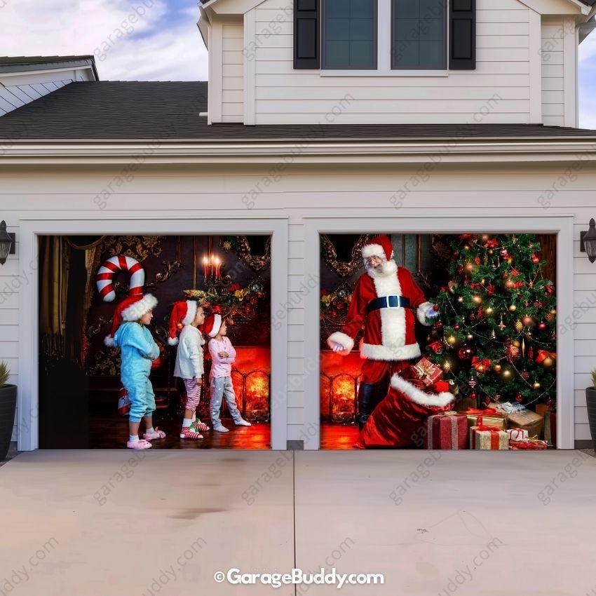 Garage Buddy | Santa With Kids | Christmas Garage Door Cover