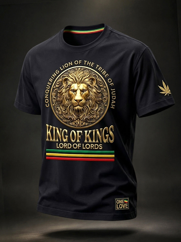 Men's Kings Of Kings Lord Of Lord Golden Lion Art Print T-Shirt