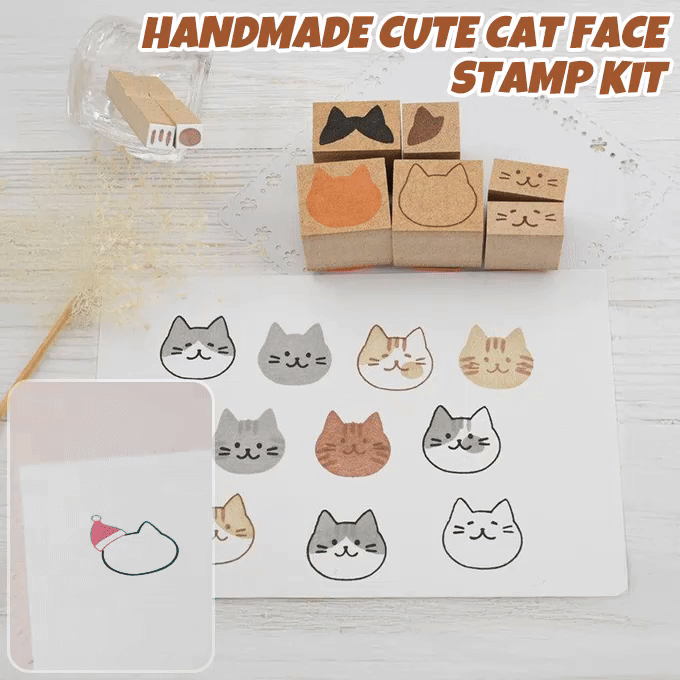🔥LAST DAY 49% OFF - 🐱Handmade Cute Cat Face Stamp Kit (8 PCS)