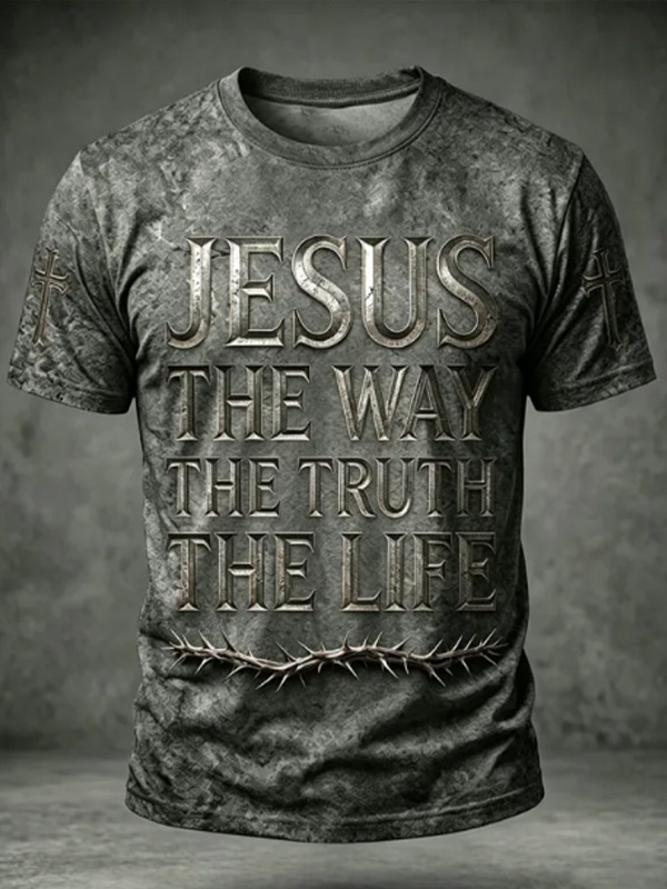 Men'S Jesus The Way The Truth The Life Art Print Casual T-Shirt