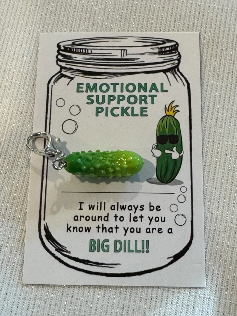 MINI Emotional Support Pickle Keychain