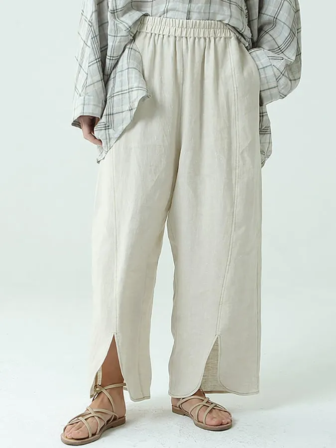 Women's Cotton Linen Loose Wide Leg Pants