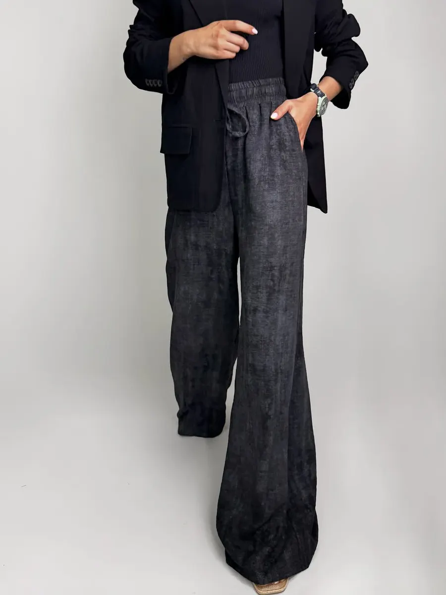 Women's Tie-dyed Cotton and Linen Straight Pants