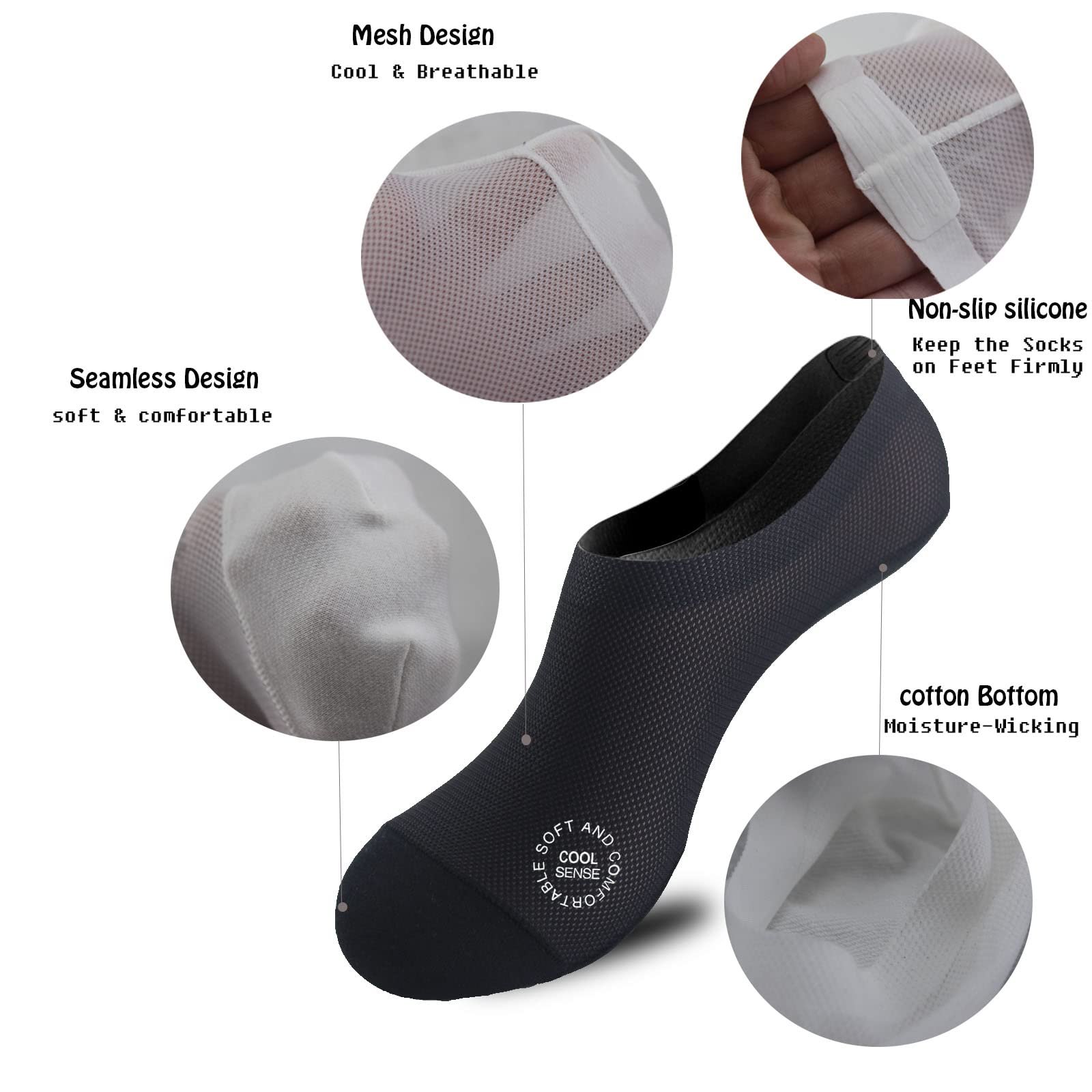 🔥 3-Pair Invisible Grip Socks Pack 🧦 – 2026 Breathable Low-Cut Anti-Slip Sweat-Absorbing Design