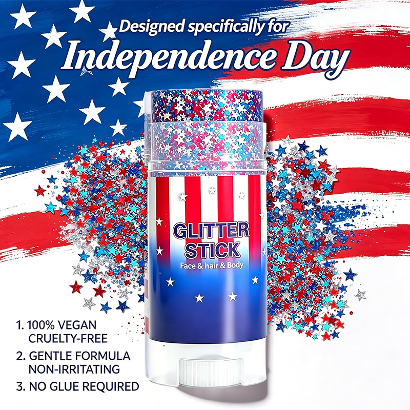 4th of July Glitter Stick – Multi-Use Face, Body & Hair Glitter for Festivals & Patriotic Celebrations