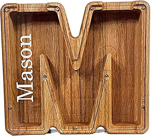 🔥 Last Day 40% OFF – Customize Letter Piggy Bank-Wood Gift For Kids