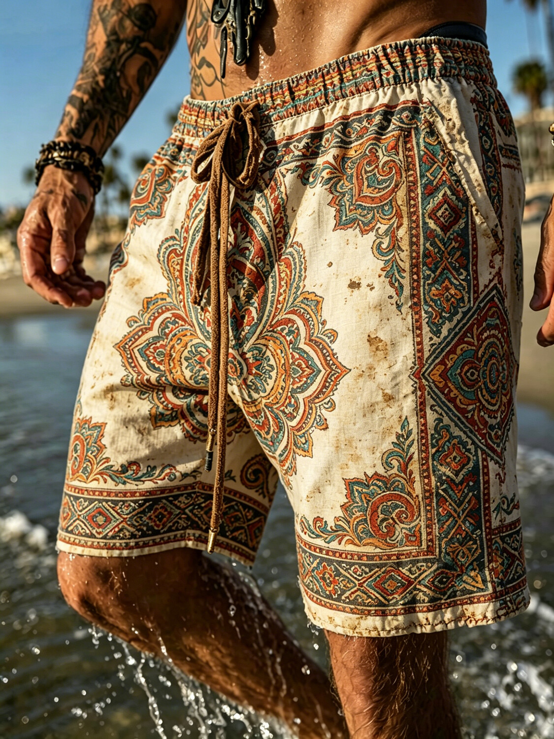 Men's Boho Traditional Ethnic Patterns Print Casual Shorts