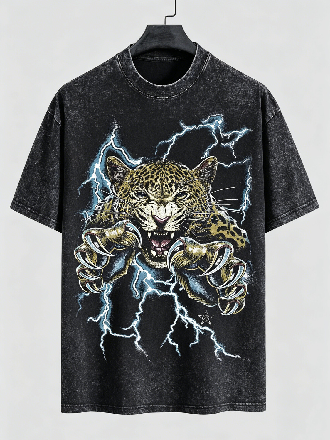 Men's Lightning And Tiger Print Casual T-Shirt