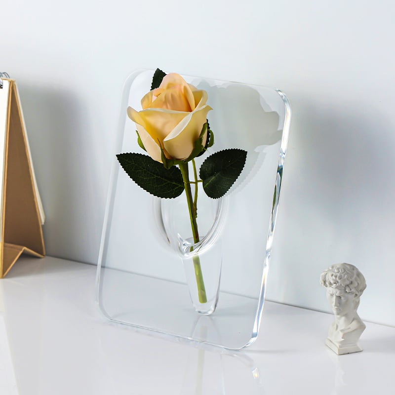 💐Mother's Day Gift - Clear Acrylic Photo Frame Flower Vase