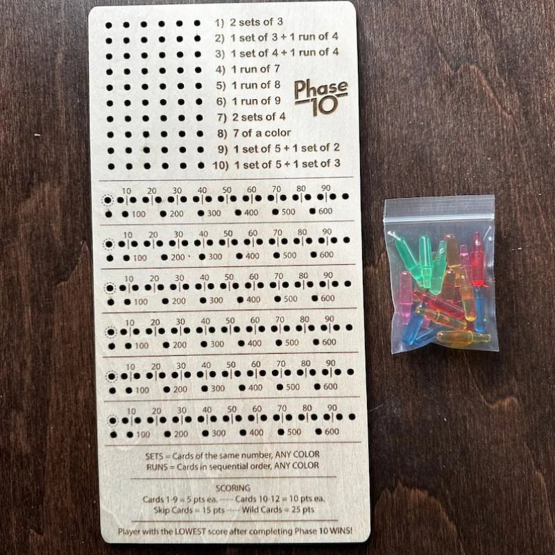 🔥Last 4 hours Sale: Save $20-💥Wooden Phase 10 Score Board