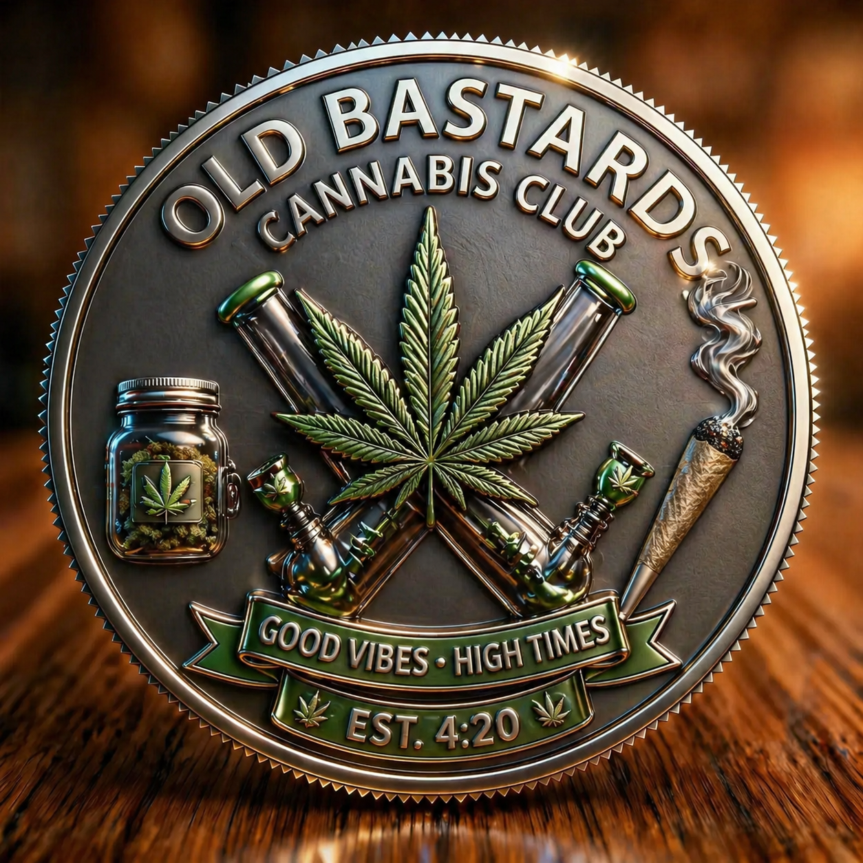 Old Bastards Cannabis Club Coin – Lifetime Membership 🌿