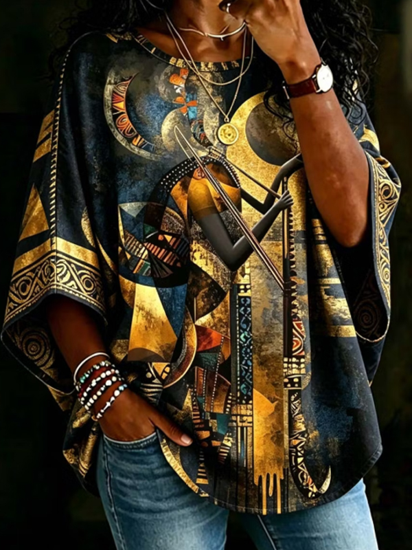 Women's African Tribal Art Print Casual T-Shirt