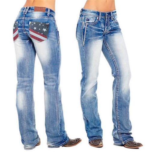 Mounoth American Flag Stretch Washed Bootcut Jeans