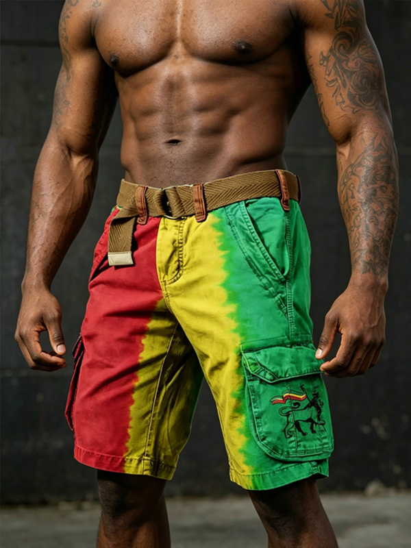 Men's Fun Lion Gradient Art Print Casual Shorts