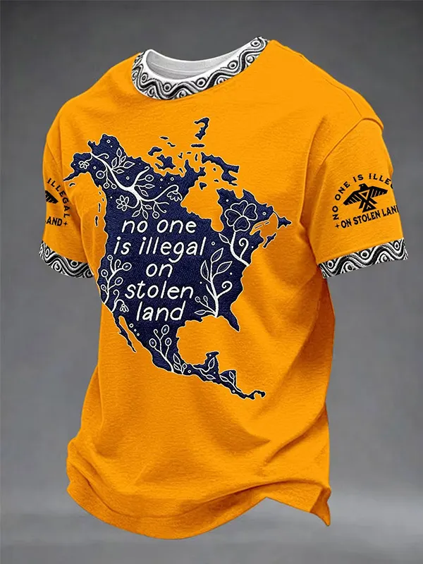 Men's International Day Of Indigenous Peoples No One Is Illegal On Stolen Land Print T-Shirt