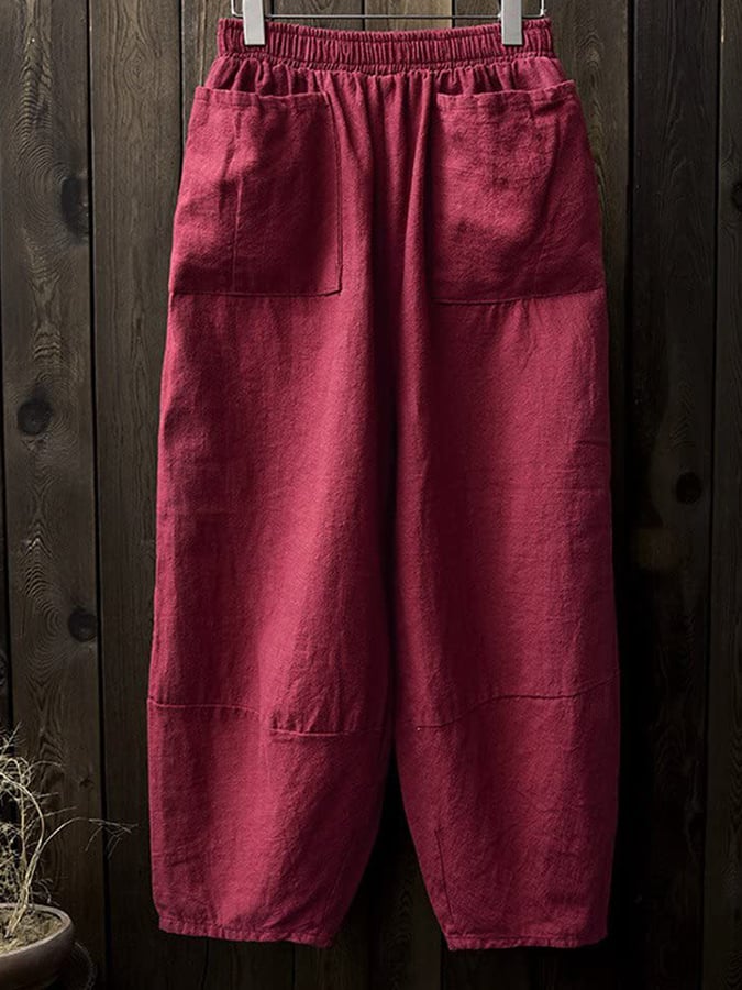 Women's Cotton Linen Casual Loose Trousers
