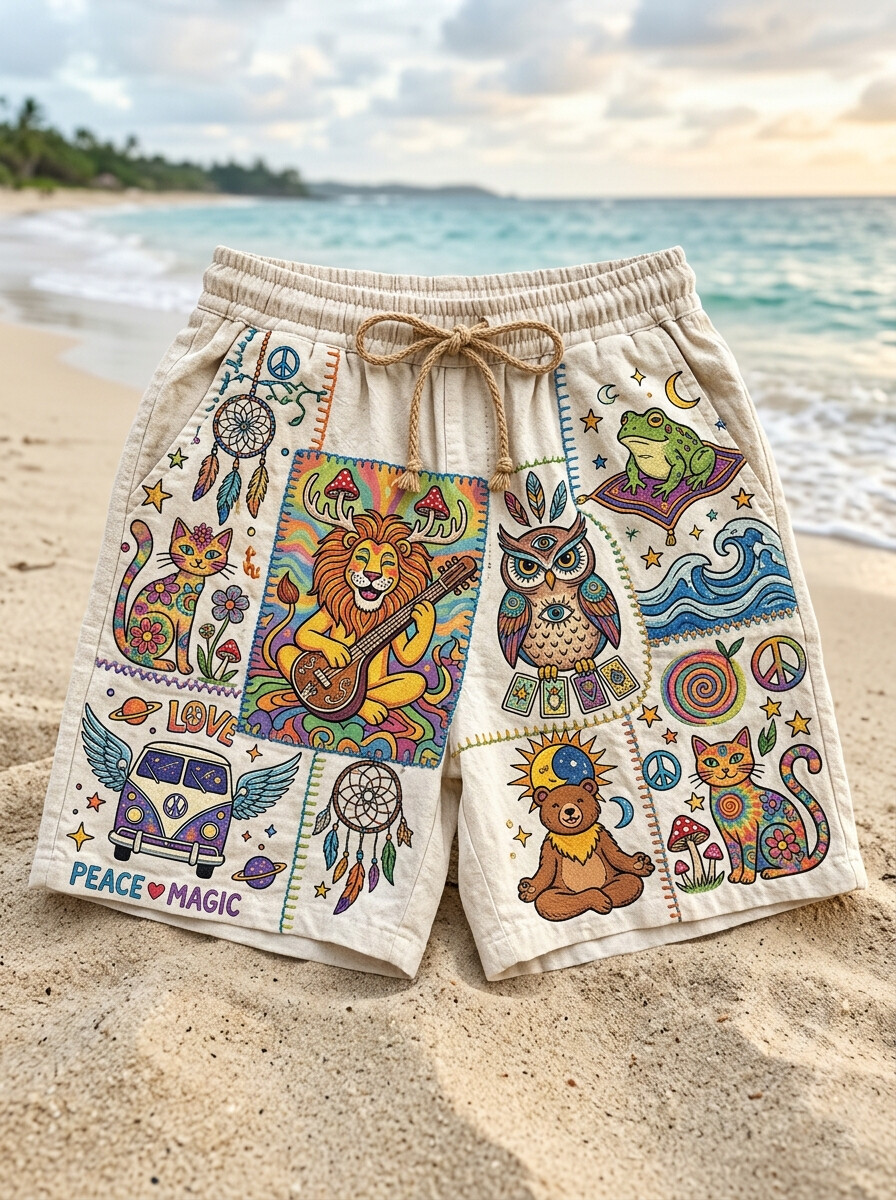 Men's Animals Vacation Art Hawaiian Style Print Casual Shorts