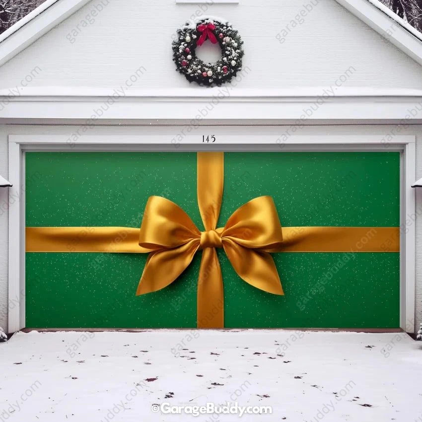 Garage Buddy | Gift Wrap (Green) | Christmas Garage Door Cover
