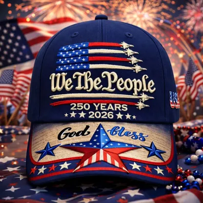 Patriotic USA 250 Anniversary Cap | Embroidered Flower & Flag Design