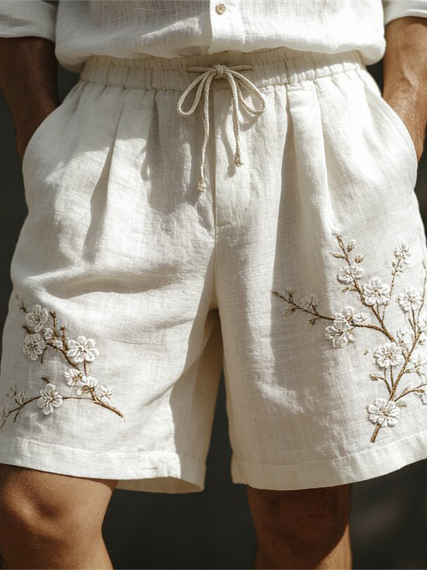 Men's Japanese Cherry Blossoms Art Print Casual Shorts