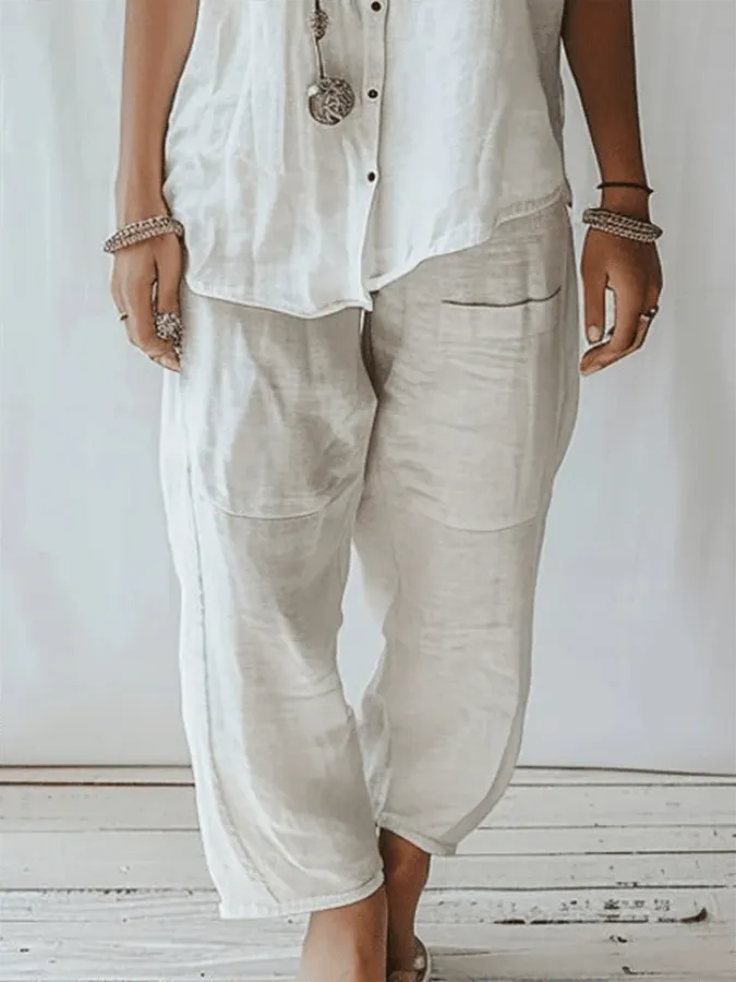 Women's Casual Solid Color Cotton Pants