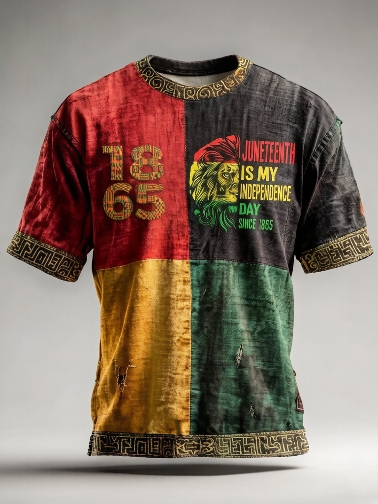 Men's Juneteenth Is My Independence Day Since 1865 Geometry Art Print Casual T-Shirt