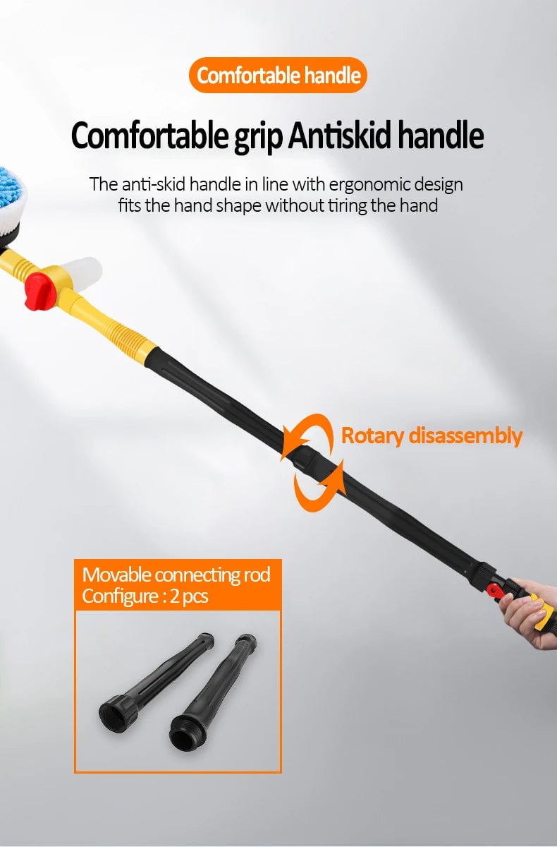 Rotating Car Wash Brush, 360 Degree Automatic Rotating Adjustable Dip Wash Brush High Pressure Washer for Vehicle Cleaning