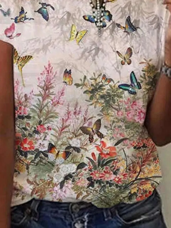 Women's Casual Printed Short Sleeve Round Neck T-Shirt