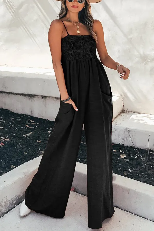 Women's Solid Color Stay A While Gauze Casual Jumpsuit