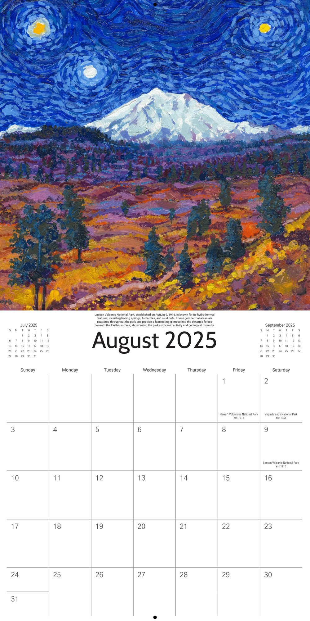 🎨2025 Starry Night National Park Calendar
