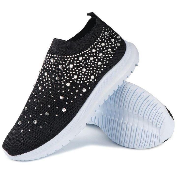 Grishay Women's Crystal Breathable Slip-On Walking Shoes