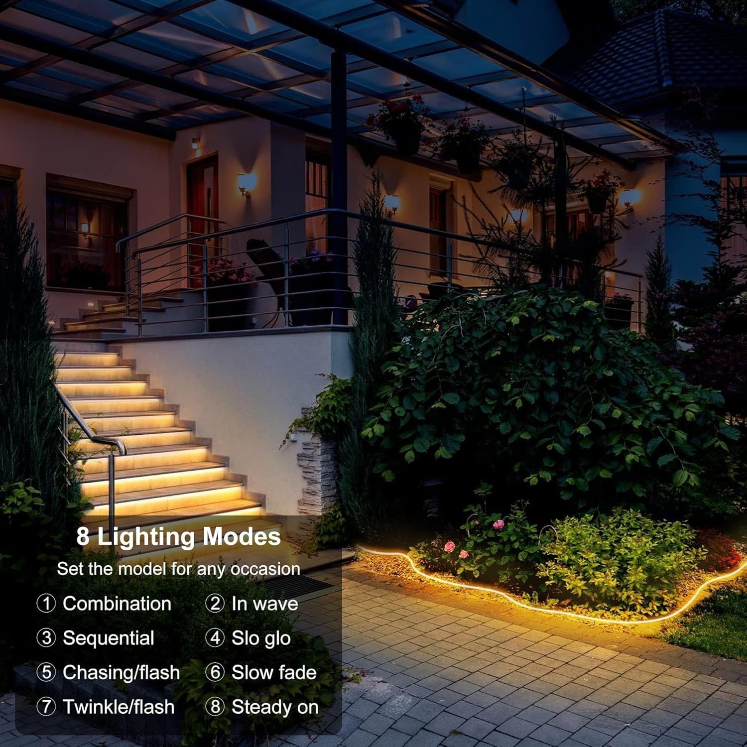 ⏰Historical Lowest Price: Save 49%-🔥Solar Powered Strip Lights Outdoor Waterproof