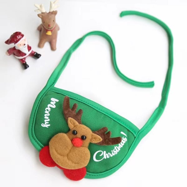 Dog and Cat Christmas Matching Costumes-Tree Pompon Hat & Reindeer Bib Set