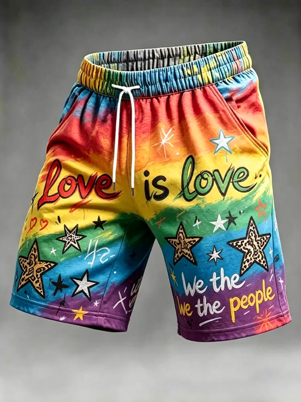 Men's Love Is Love We The Rainbow We The People Art Print Casual Shorts