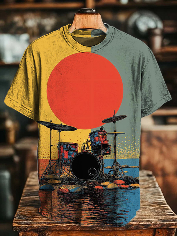 Men's Digital Art Of Drum Set Art Print Casual T-Shirt