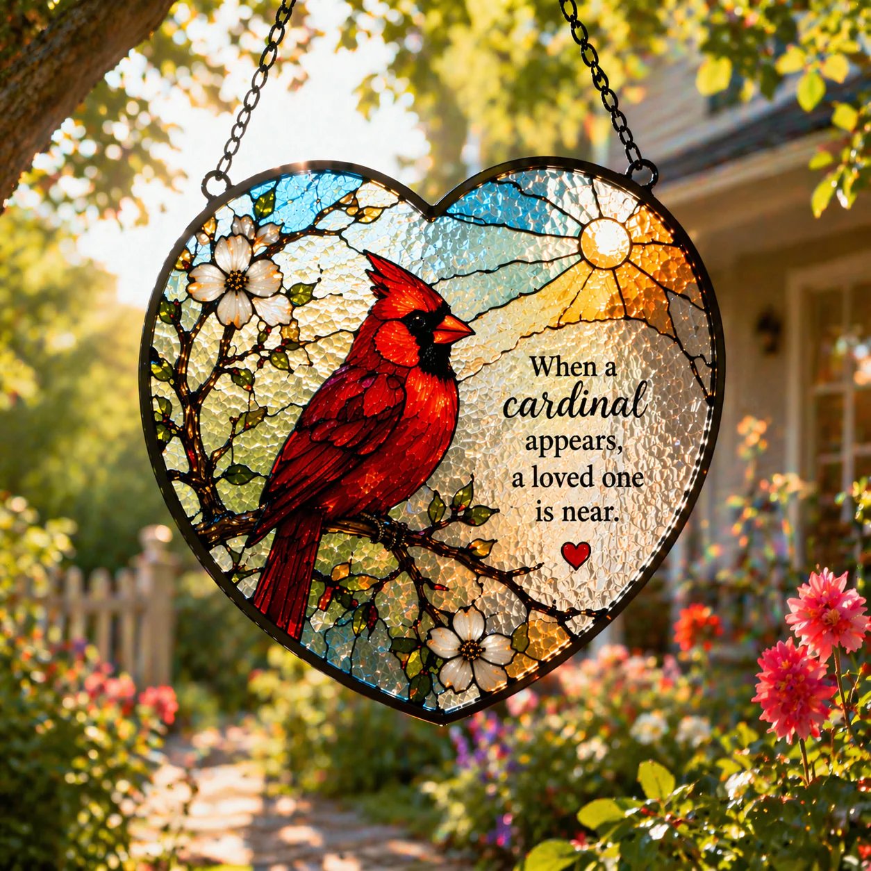 ❤️Handcrafted Cardinal Memorial Sun Catcher – A Gentle Tribute to Loved Ones