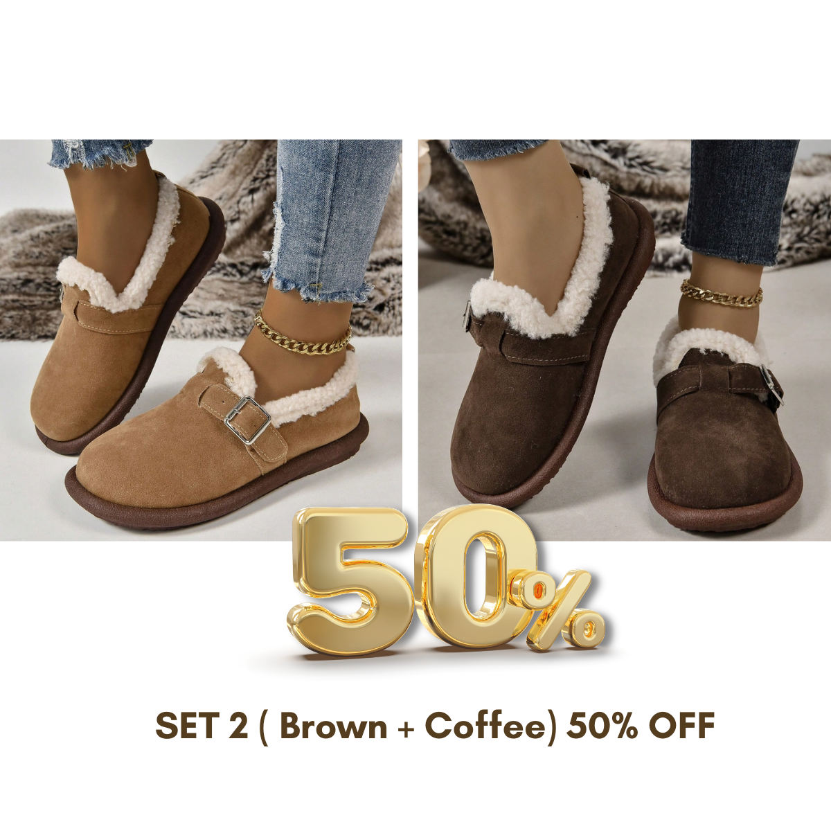 🔥LAST DAY 49% OFF -WOMEN'S PLUSH ROUND TOE SLIP-ON FLATS（FREE SHIPPING）