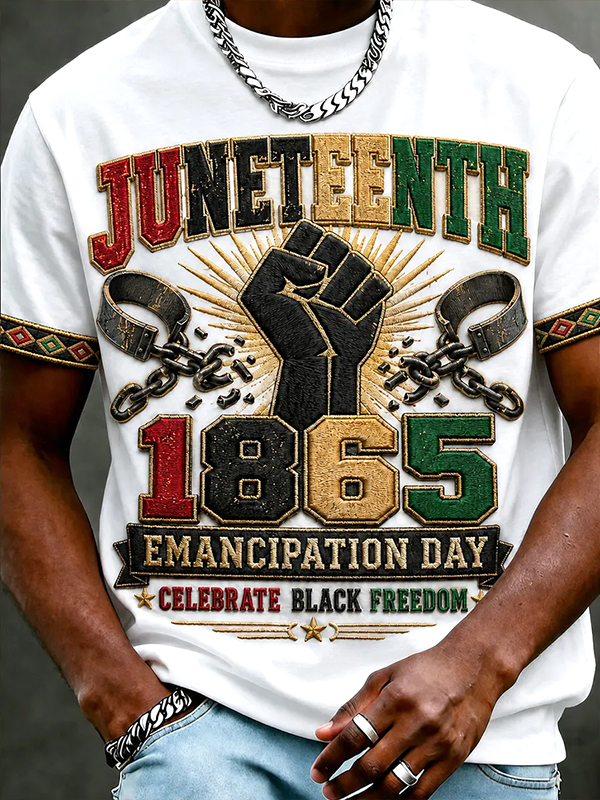 Men's Juneteenth 1865 Emancipation Day Breaking Every Chain Art Print T-Shirt