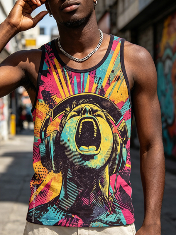 Men's Abstract Pop Art Print Casual  Tank Top