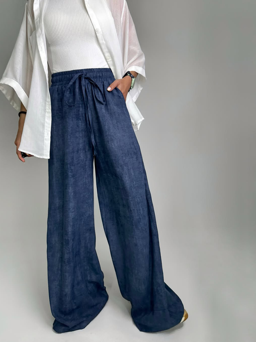 Women's Tie-dyed Cotton and Linen Straight Pants