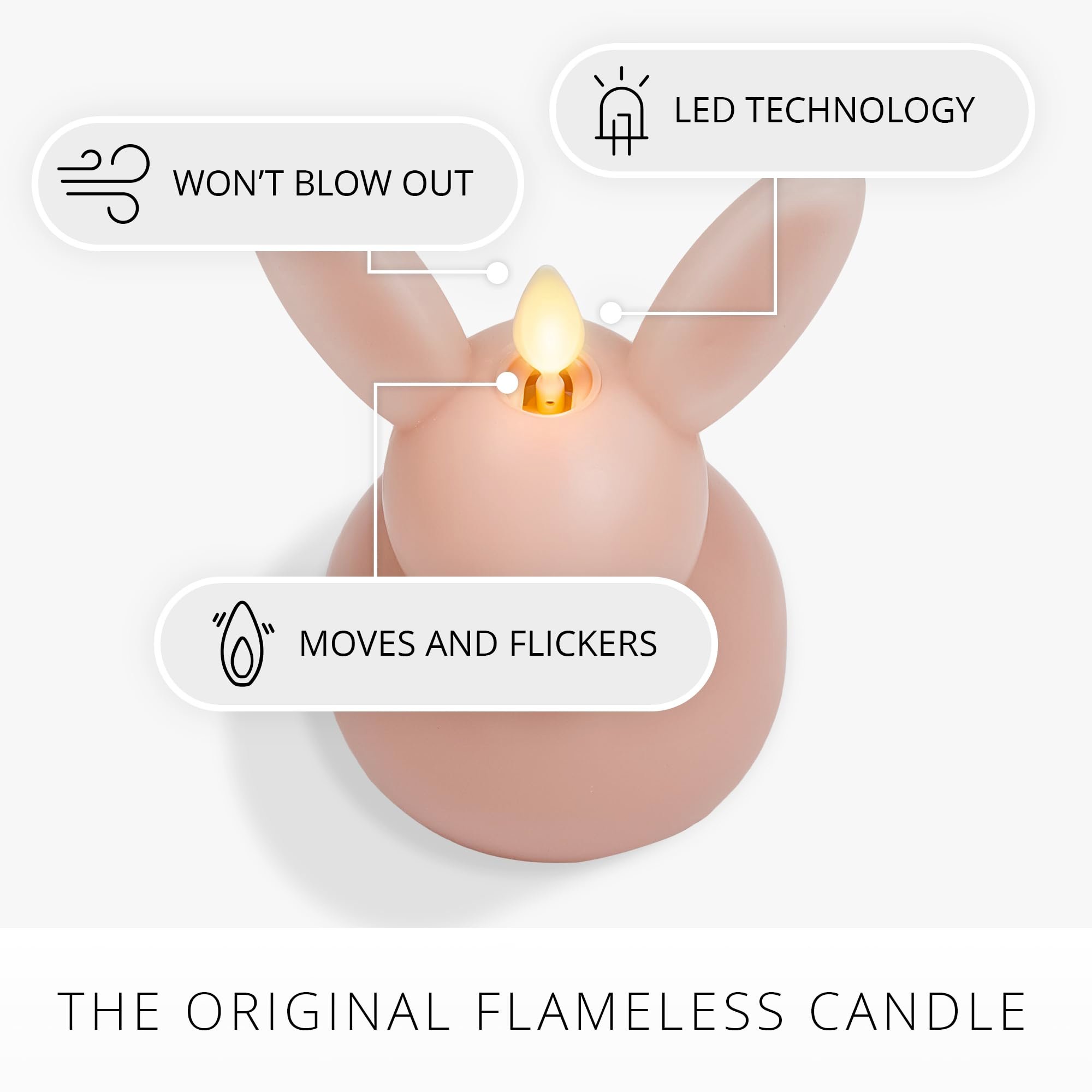 🐰✨Flickering LED Flame Bunny Candle - AA Batteries