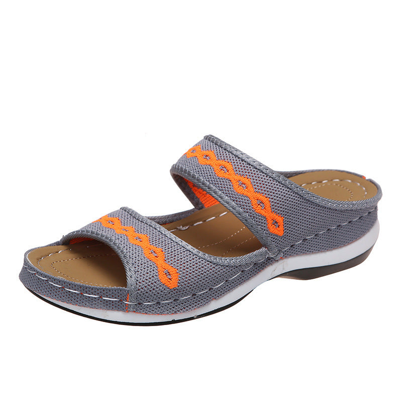 Grishay Stylish Wedge Cutout Comfortable Flat Slippers