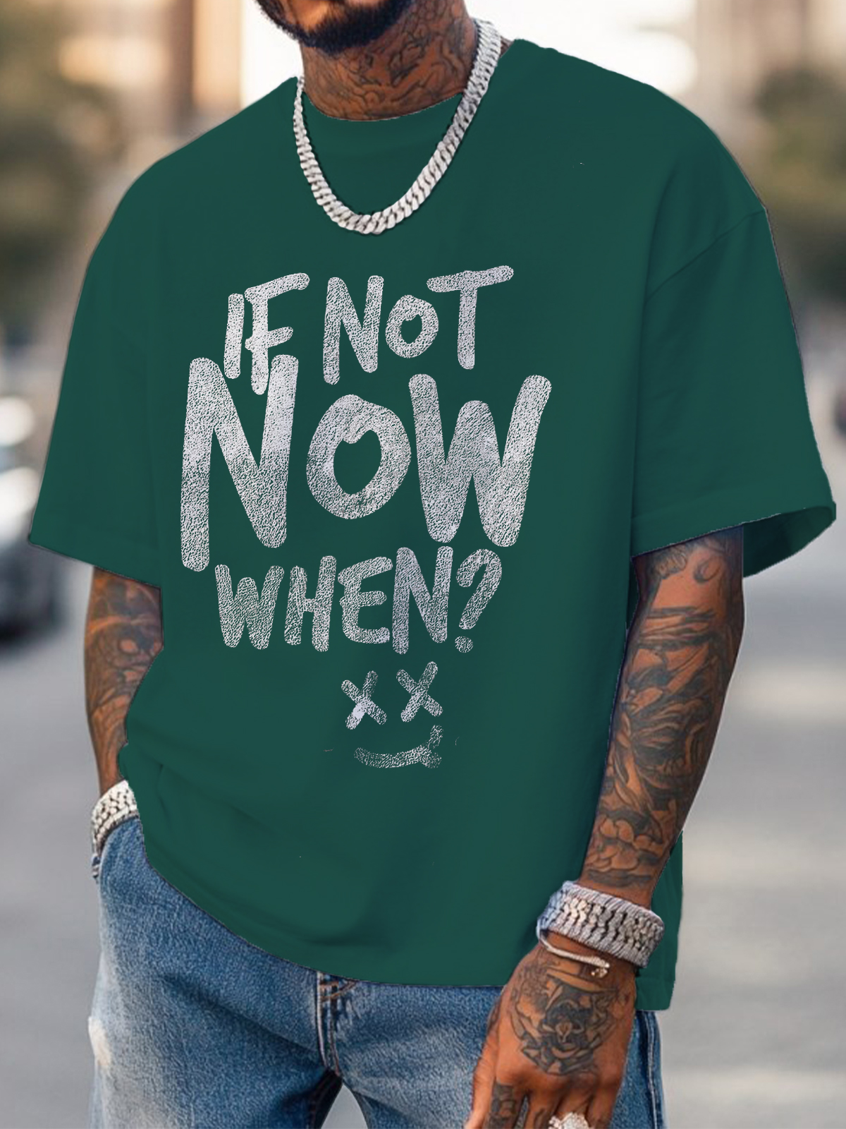 Men's If Not Now When Print Cotton Casual T-Shirt