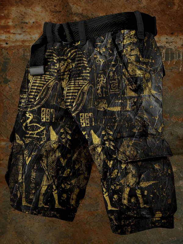 Men's Ancient Egyptian Hieroglyphics Print Casual Shorts