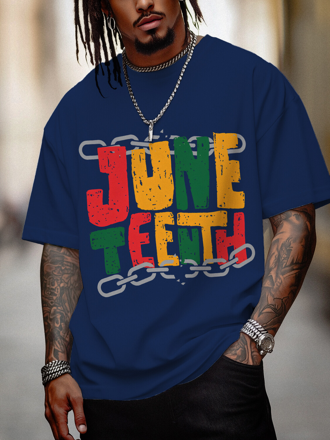 Men's June Teenth Black History Month Print Cotton Casual T-Shirt