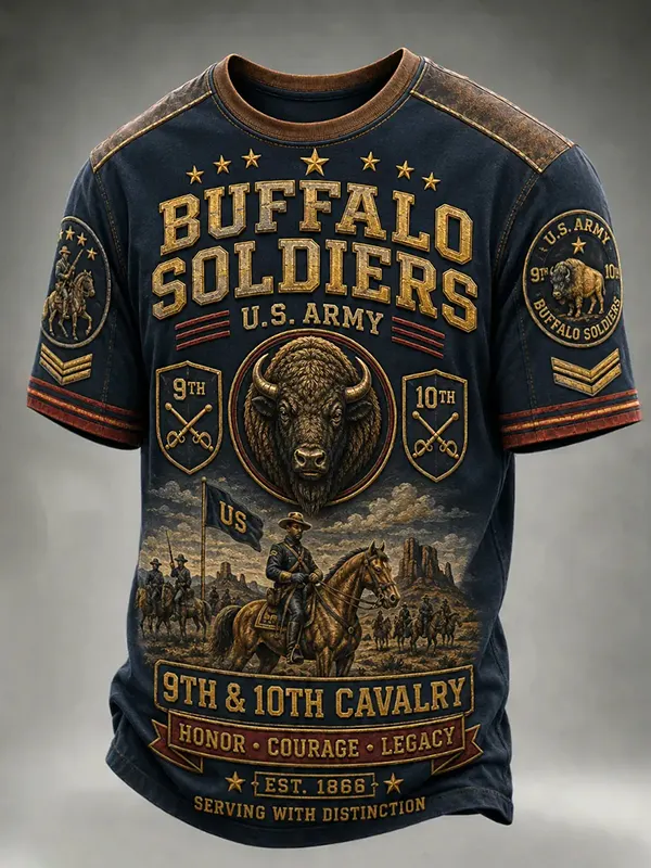 Men's Buffalo Soldiers 9th And 10th Cavalry Art Print T-Shirt