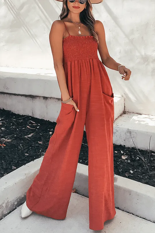 Women's Solid Color Stay A While Gauze Casual Jumpsuit