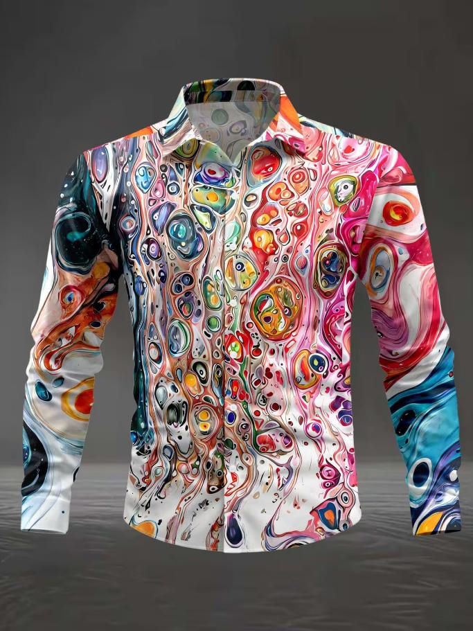 Men's Abstract Geometric Art Print Long Sleeve Shirt